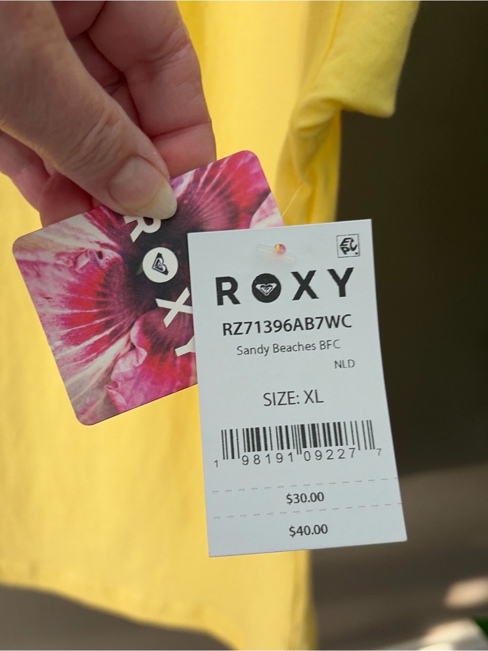 Roxy Bright Yellow Crewneck Tee XL - Picture 4 of 4